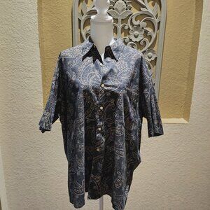Tori Richard Men's XL Acid Black Paisley Short Sleeve Psycho Classy Hawaiian